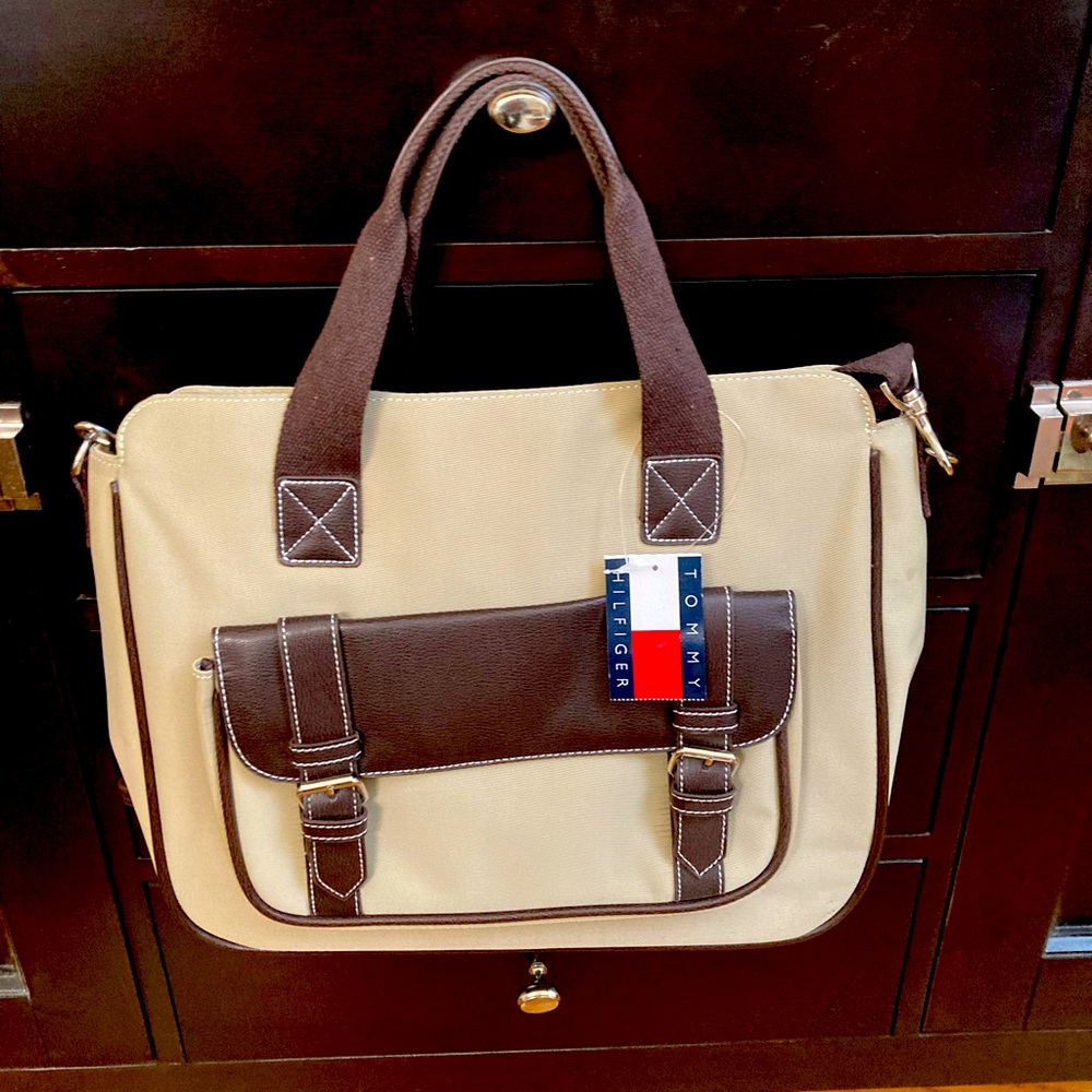 Tommy Hilfiger Tan and Brown Laptop Bag